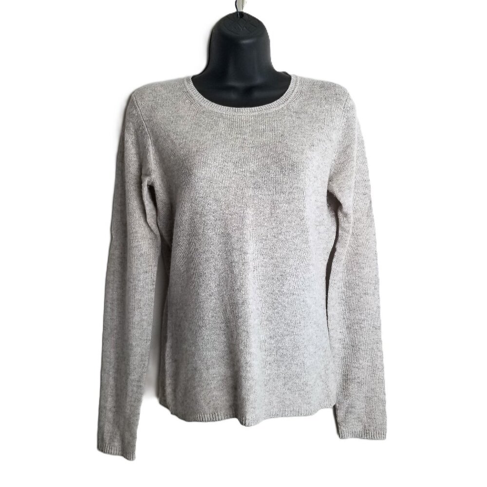 Ellen Tracy Cashmere Crew Neck Sweater Small Gray Quiet Luxury Minimalist